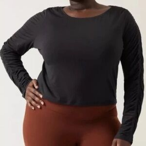 NWT Athleta All Around Ruched Black Top size 3X